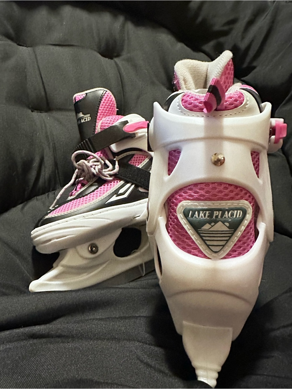 Lake Placid Kids Adjustable Ice Skates in Pink and White